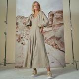 Pūstų rankovių lininė suknelė