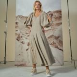 Pūstų rankovių lininė suknelė