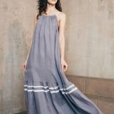 Grey flint ilga lininė suknelė su kaspinu