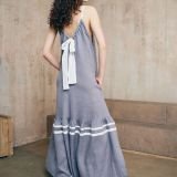 Grey flint ilga lininė suknelė su kaspinu