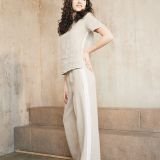 Tiesaus silueto lininės kelnės su juostele