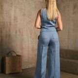 Žydra klasikinė lininė liemenė