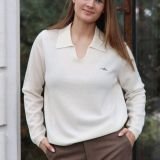 Baltas klasikinis kašmyro megztukas