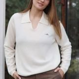 Baltas klasikinis kašmyro megztukas