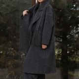 Dvipusis pilkas kašmyro paltas