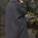 Dvipusis pilkas kašmyro paltas