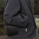 Pilkas asimetrinis trumpas paltas-striukė