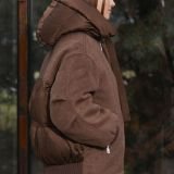 Šokolado spalvos asimetrinis trumpas paltas-striukė