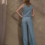 Melsva lininė palaidinė su užrišamu mazgu