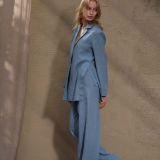 100% Lininis Blue Shadow švarkas su prakirpimais šonuose