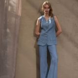 Blue Shadow natūralaus lino prailginta liemenė