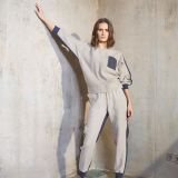 Midnight navy kontrastinių spalvų lininės kelnės