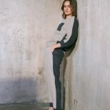 Midnight navy kontrastinių spalvų lininės kelnės