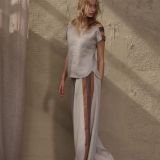 Natūralaus Lino Plačios Kelnės su Morel ir Amber Raw Juostomis