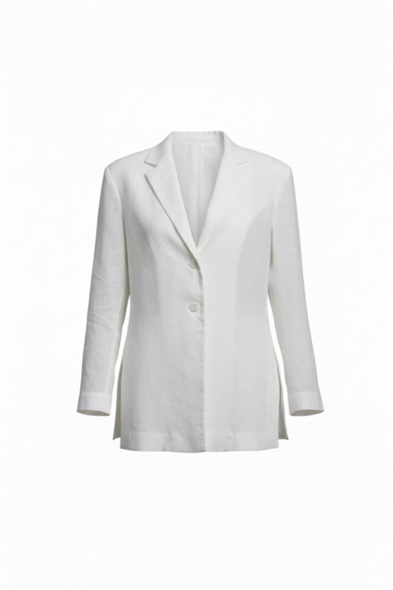 100% Lininis Baltas švarkas su prakirpimais šonuose