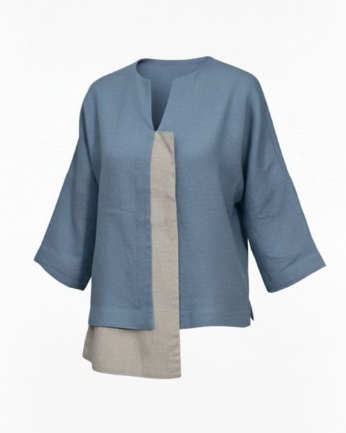 Asimetrinė Blue Shadow lininė palaidinė