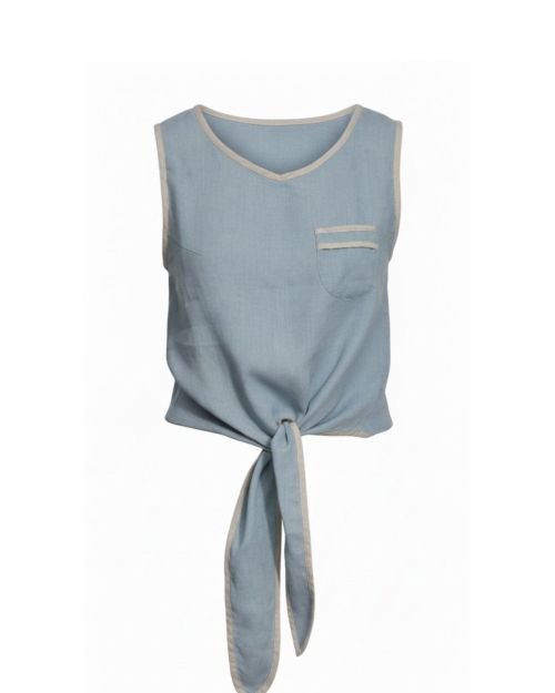 Melsva lininė palaidinė su užrišamu mazgu