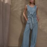 Melsva lininė palaidinė su užrišamu mazgu