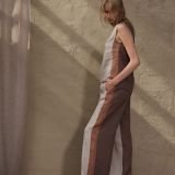 Trijų spalvų natūralaus lino kelnės