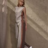 Trijų spalvų natūralaus lino kelnės