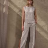 Trijų spalvų natūralaus lino kelnės