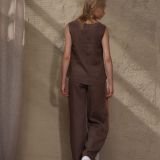 Trijų spalvų natūralaus lino kelnės