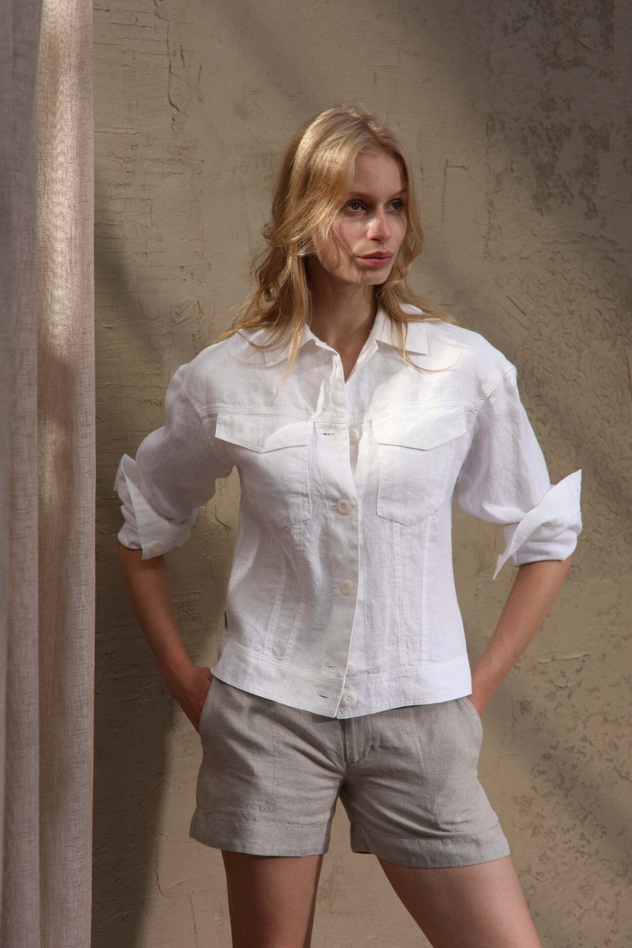 100% Lininis baltas švarkelis