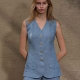 Blue Shadow natūralaus lino prailginta liemenė