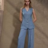 Blue Shadow natūralaus lino prailginta liemenė