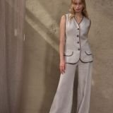 Natūralaus lino prailginta liemenuota liemenė