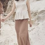 Midi ilgio lininis sijonas