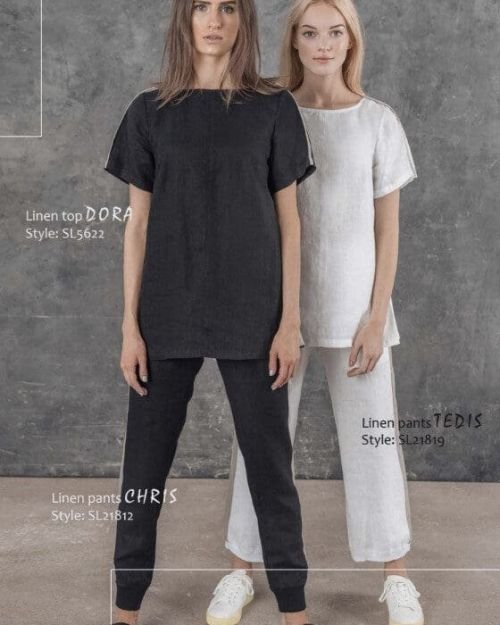 Juodos sportinės lininės kelnės