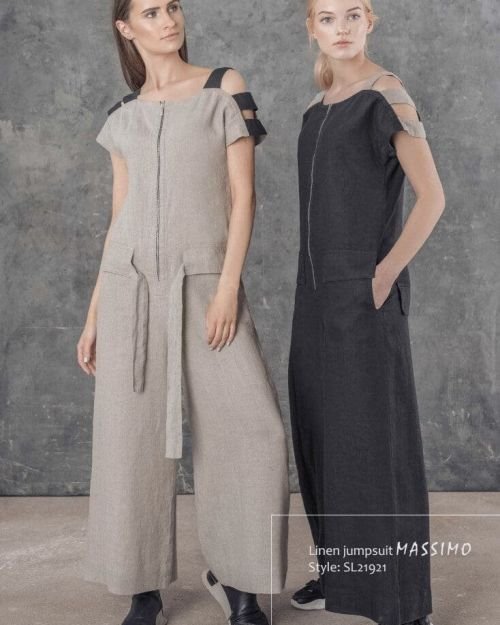 Juodas lininis kombinezonas