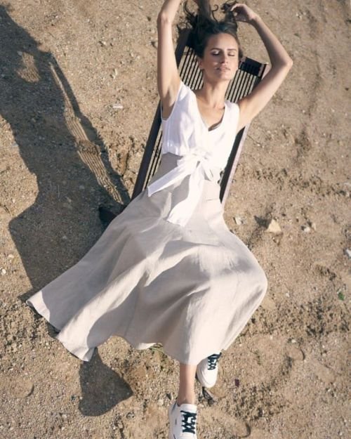 Trumpa lininė palaidinė SL52031 in Spalva Balta and Dydis 40