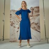 Princess blue lininė suknelė su raukiniais